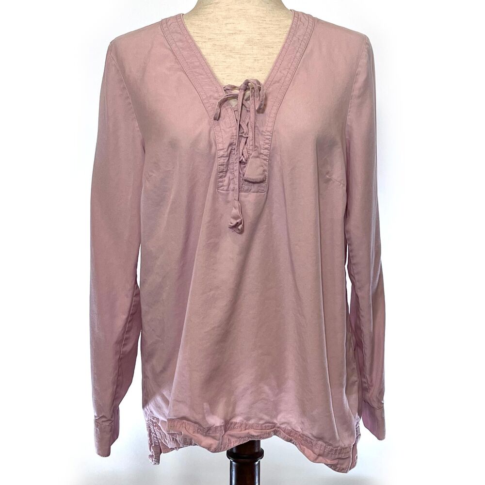 J. Jill Pink V-Neck Lace-Up Tunic, Medium